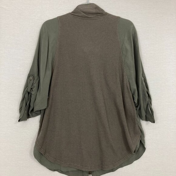 XCVI Dark Gray Full Zip Ultra Soft Pockets Rolled Tab Light Jacket Medium - Picture 9 of 10